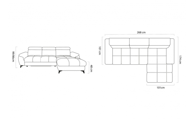 Stūra dīvāns LUGANO S